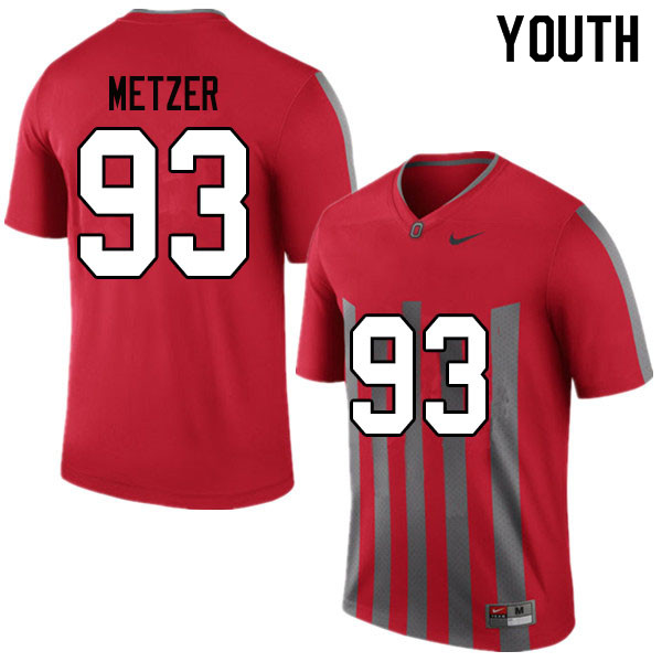 Ohio State Buckeyes Jake Metzer Youth #93 Throwback Authentic Stitched College Football Jersey